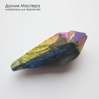 K-Kul-001151 - кристалл кварца, подвеска, титановое напыление, натуральный камень