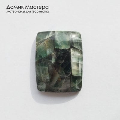 K-K-002463 - флюорит, мозаика, кабошон, натуральный камень, Россия, 36х27х6мм